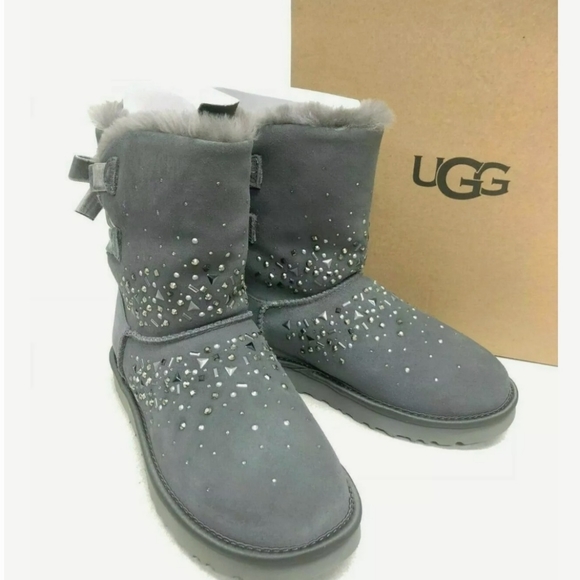 UGG Galaxy Bling Bow Gray Boots - Picture 6 of 6